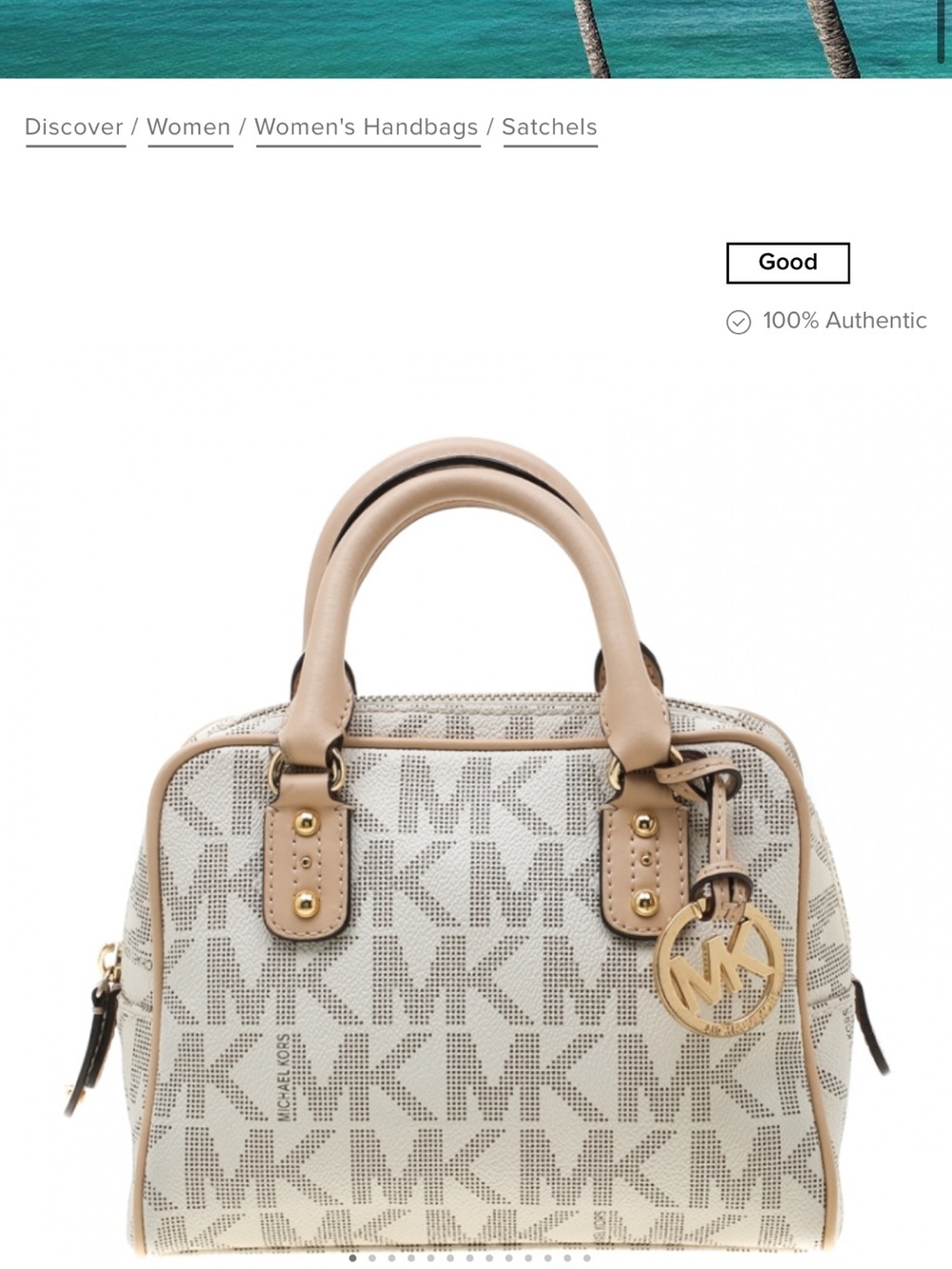 Michael Kors Beige and Tan MK Logo Satchel